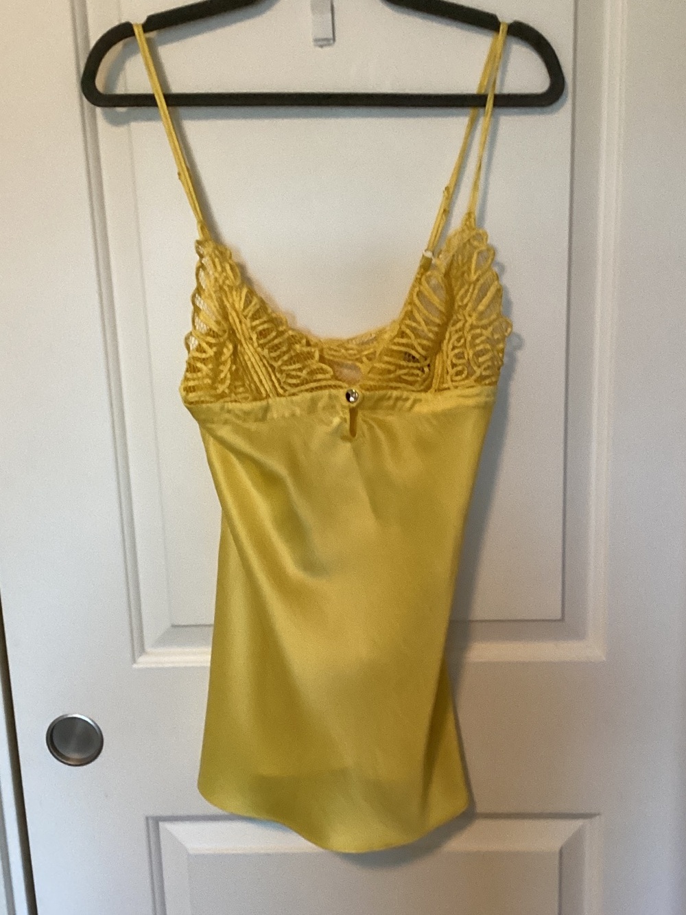 Marjolaine Yellow Lace-Trim Satin Chemise 40 - S
